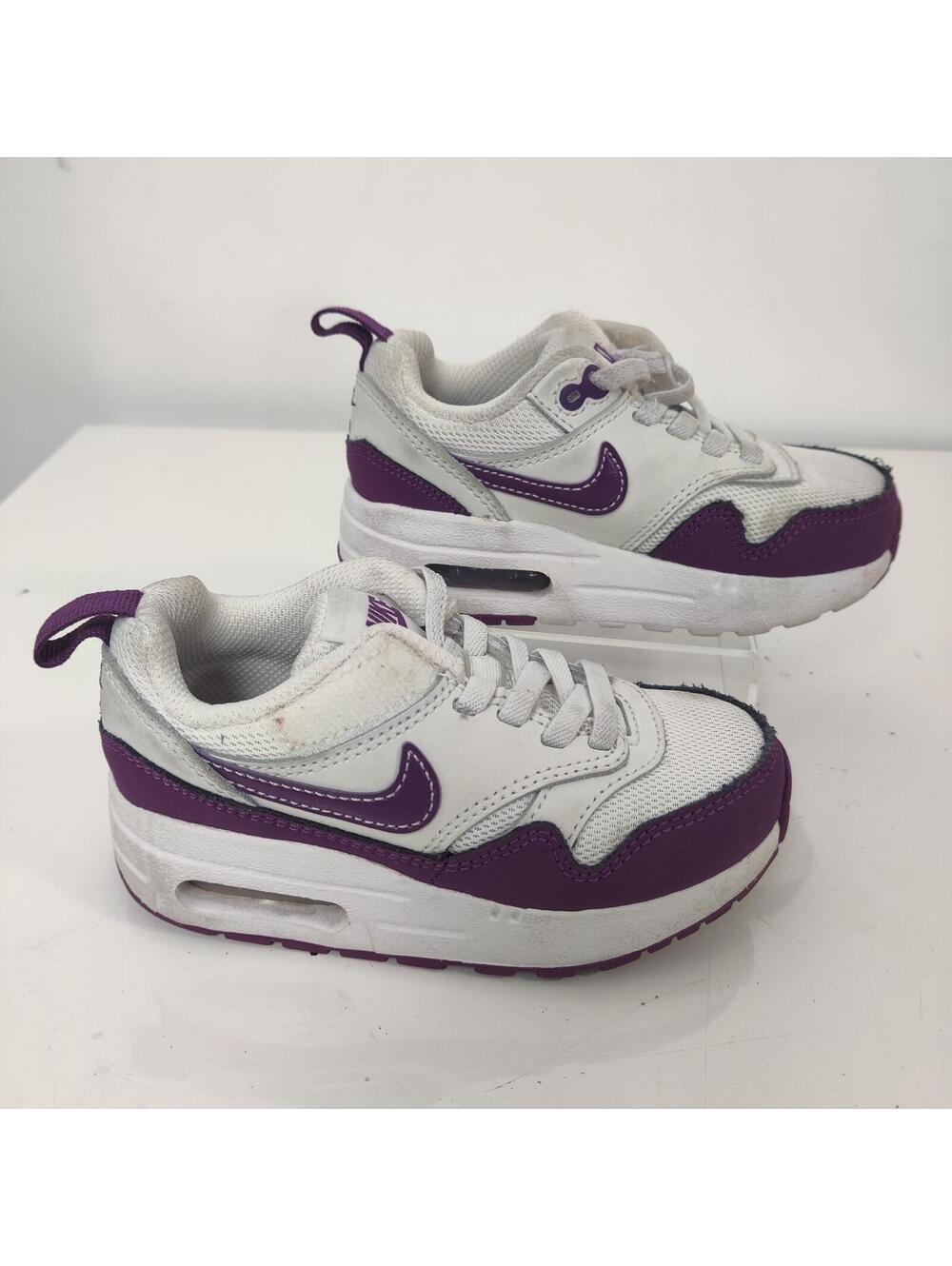 Nike Air Max 1 Toddler Shoes White Purple Size 8C